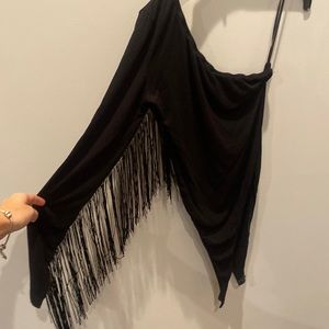 Fringe one shoulder body suit